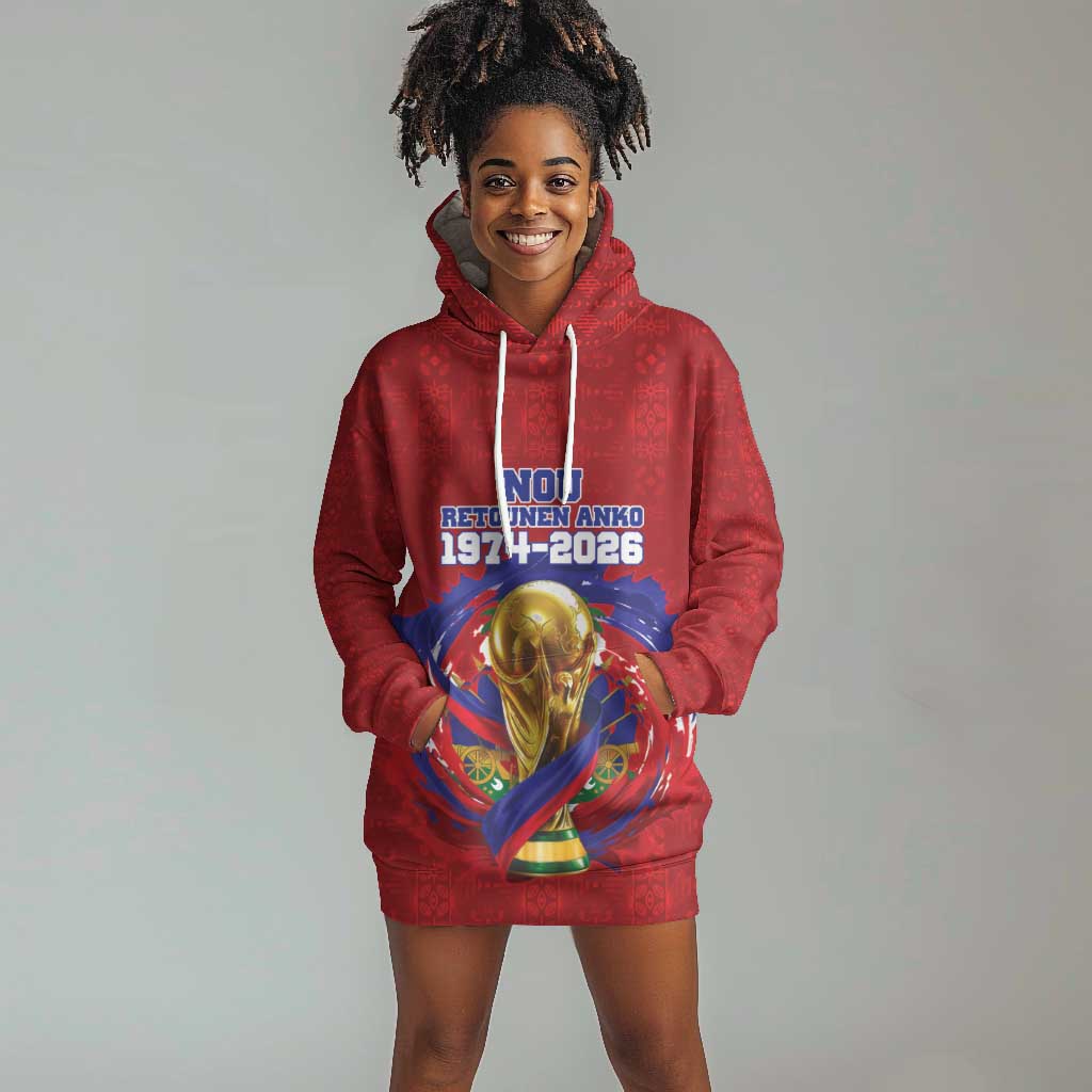 Custom Haiti Grenadye Alaso Hoodie Dress Red Nou Retounen Anko 1974-2026 - Wonder Print Shop