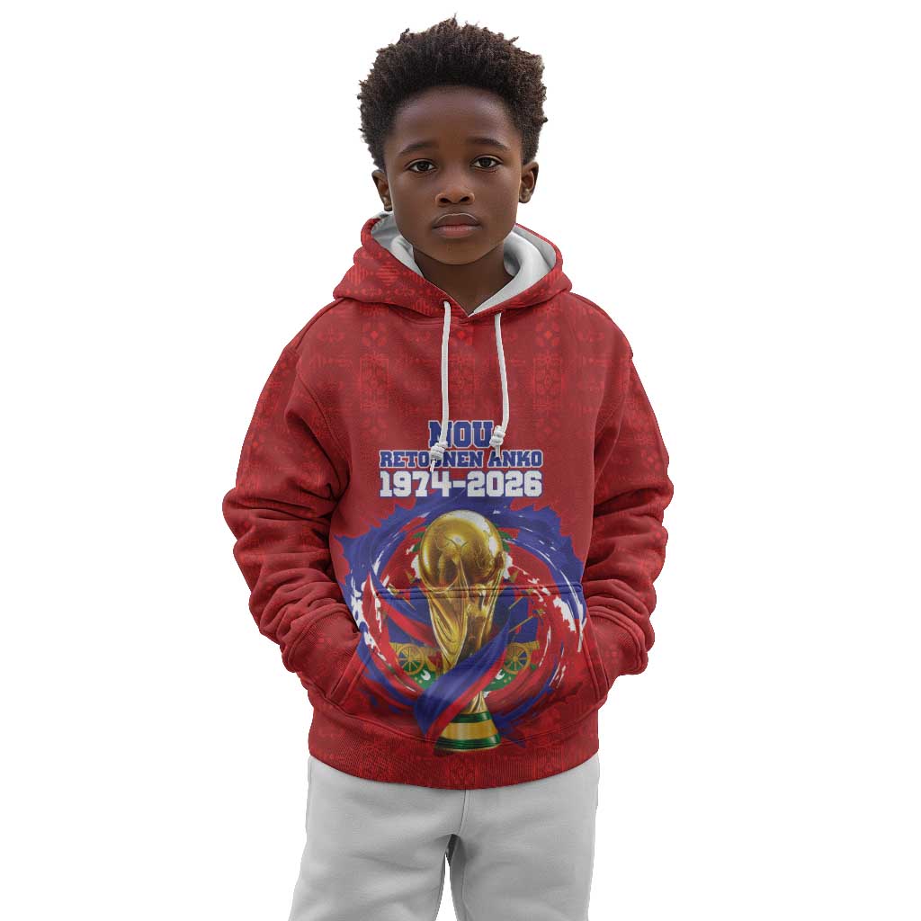 Custom Haiti Grenadye Alaso Kid Hoodie Red Nou Retounen Anko 1974-2026 - Wonder Print Shop