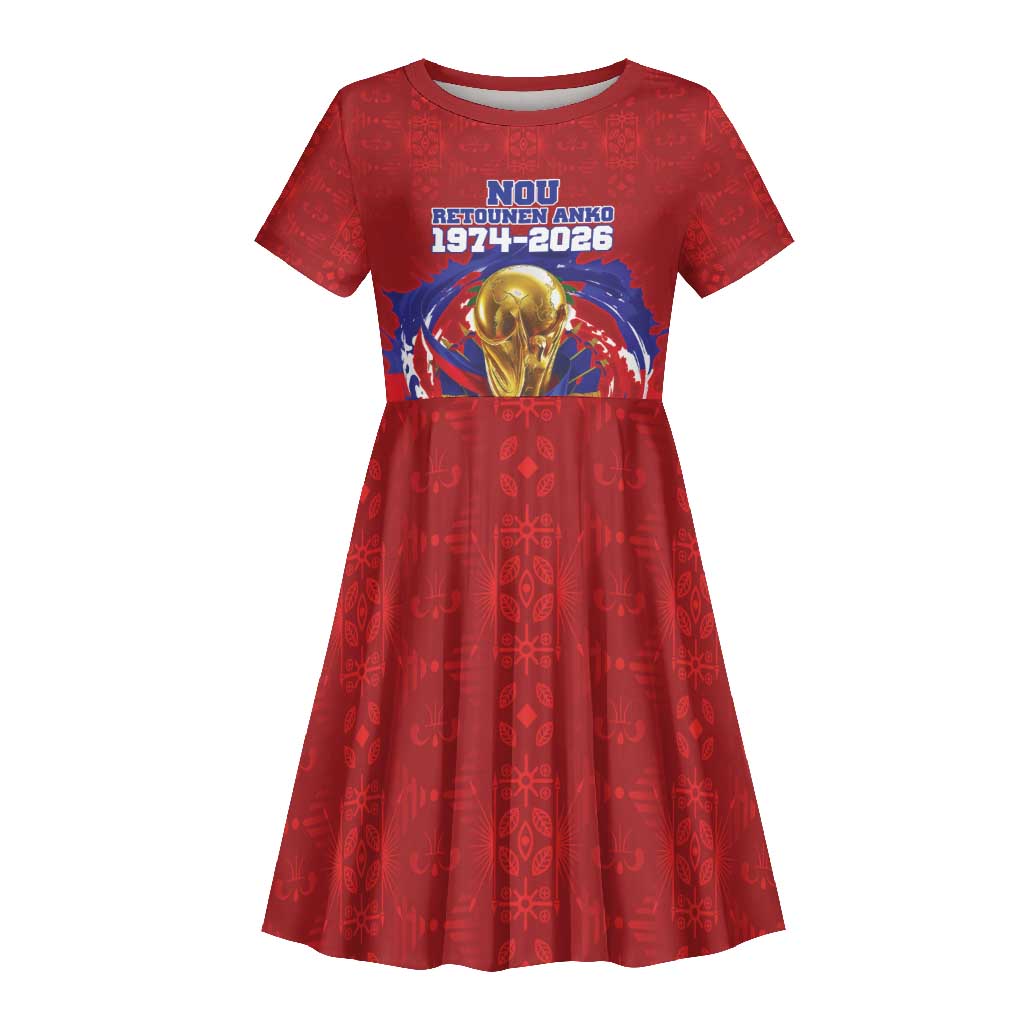 Custom Haiti Grenadye Alaso Kid Short Sleeve Dress Red Nou Retounen Anko 1974-2026 - Wonder Print Shop