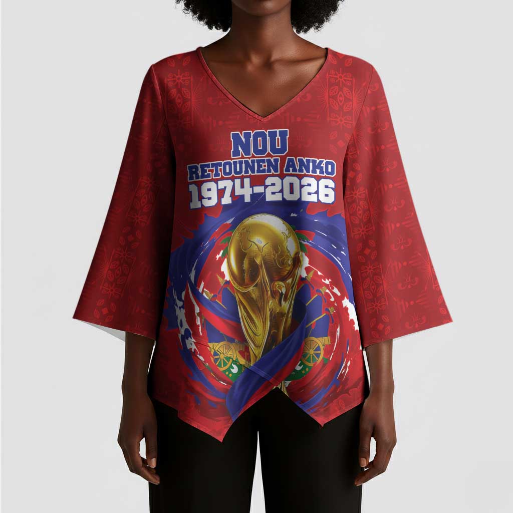 Custom Haiti Grenadye Alaso Kimono Sleeve Blouse Red Nou Retounen Anko 1974-2026 - Wonder Print Shop