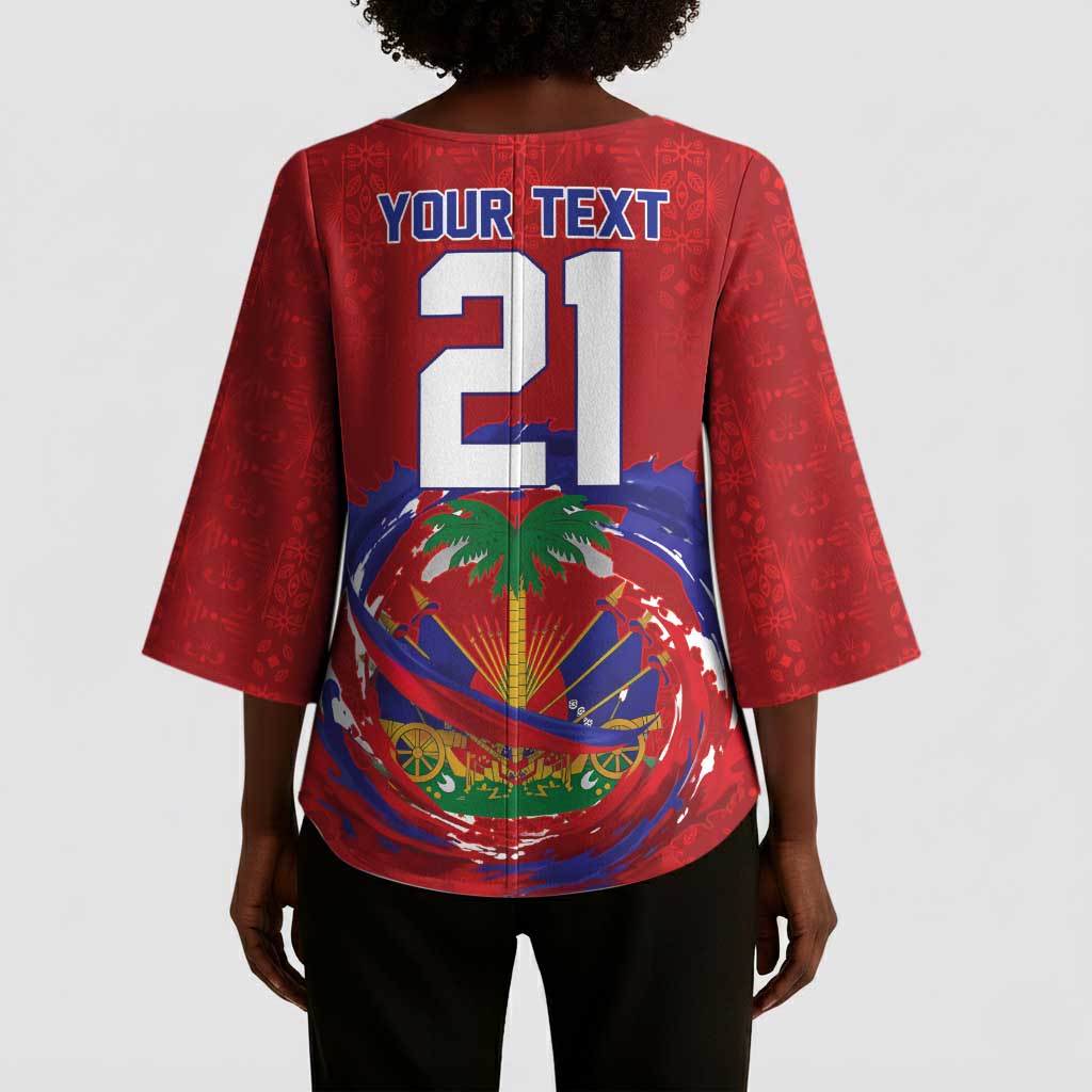 Custom Haiti Grenadye Alaso Kimono Sleeve Blouse Red Nou Retounen Anko 1974-2026 - Wonder Print Shop
