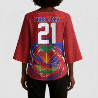 Custom Haiti Grenadye Alaso Kimono Sleeve Blouse Red Nou Retounen Anko 1974-2026 - Wonder Print Shop