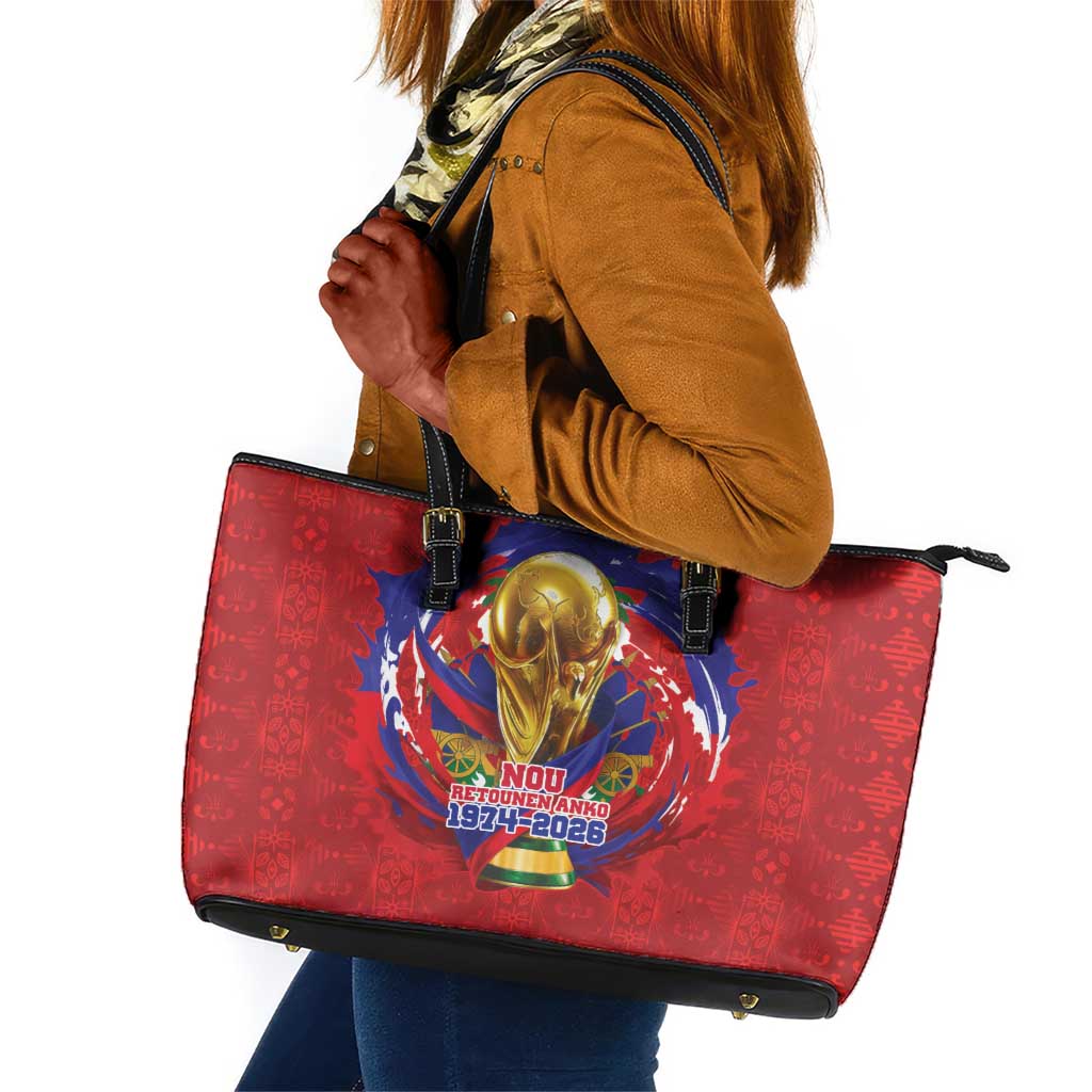 Haiti Grenadye Alaso Leather Tote Bag Red Nou Retounen Anko 1974-2026 - Wonder Print Shop