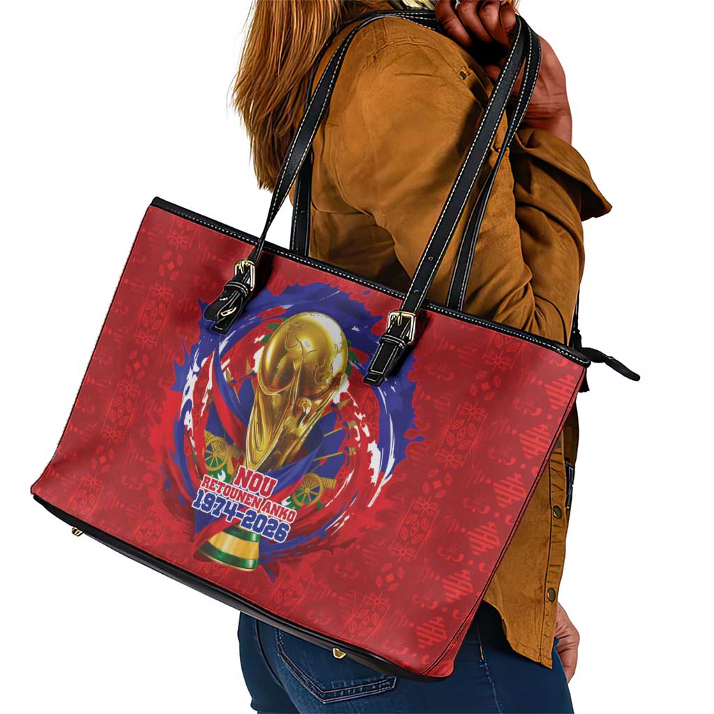 Haiti Grenadye Alaso Leather Tote Bag Red Nou Retounen Anko 1974-2026 - Wonder Print Shop