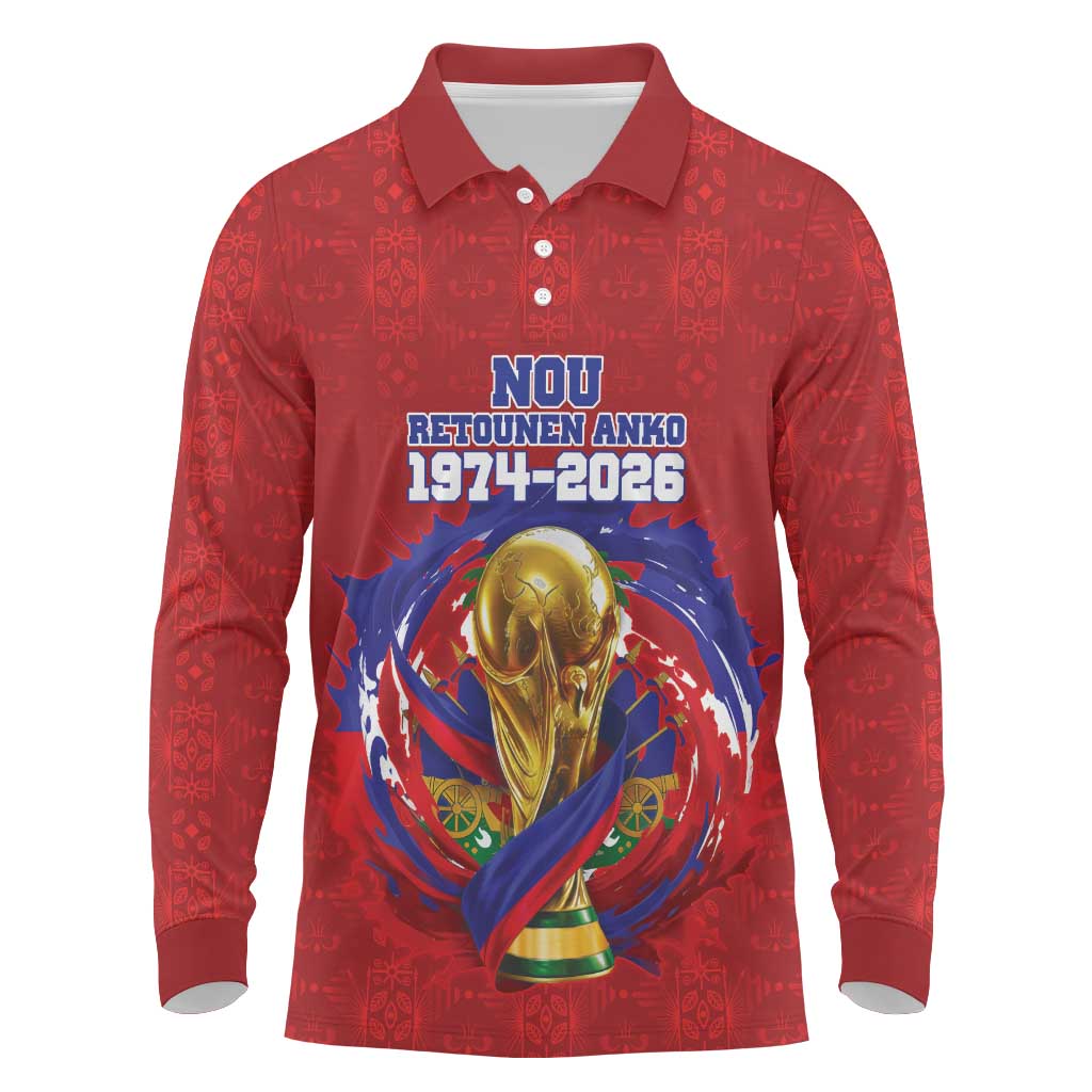 Custom Haiti Grenadye Alaso Long Sleeve Polo Shirt Red Nou Retounen Anko 1974-2026 - Wonder Print Shop