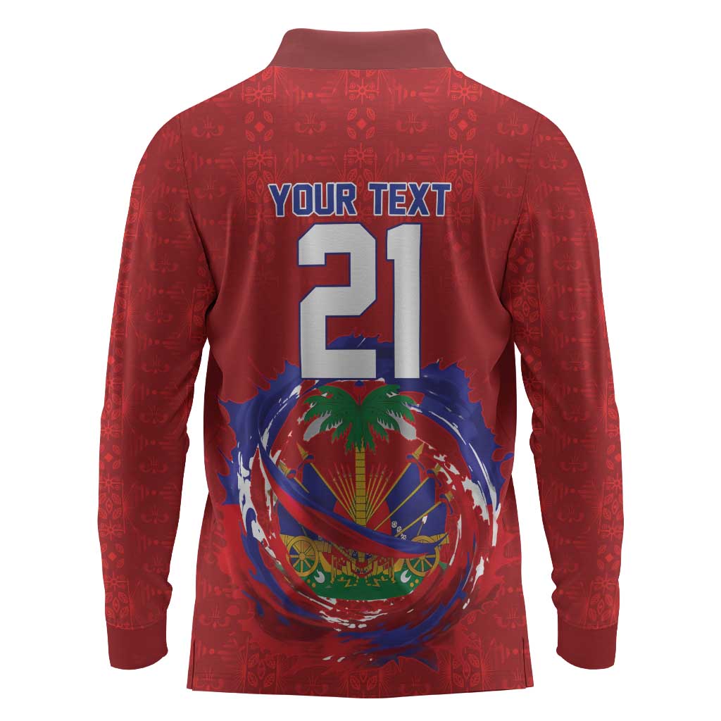 Custom Haiti Grenadye Alaso Long Sleeve Polo Shirt Red Nou Retounen Anko 1974-2026 - Wonder Print Shop