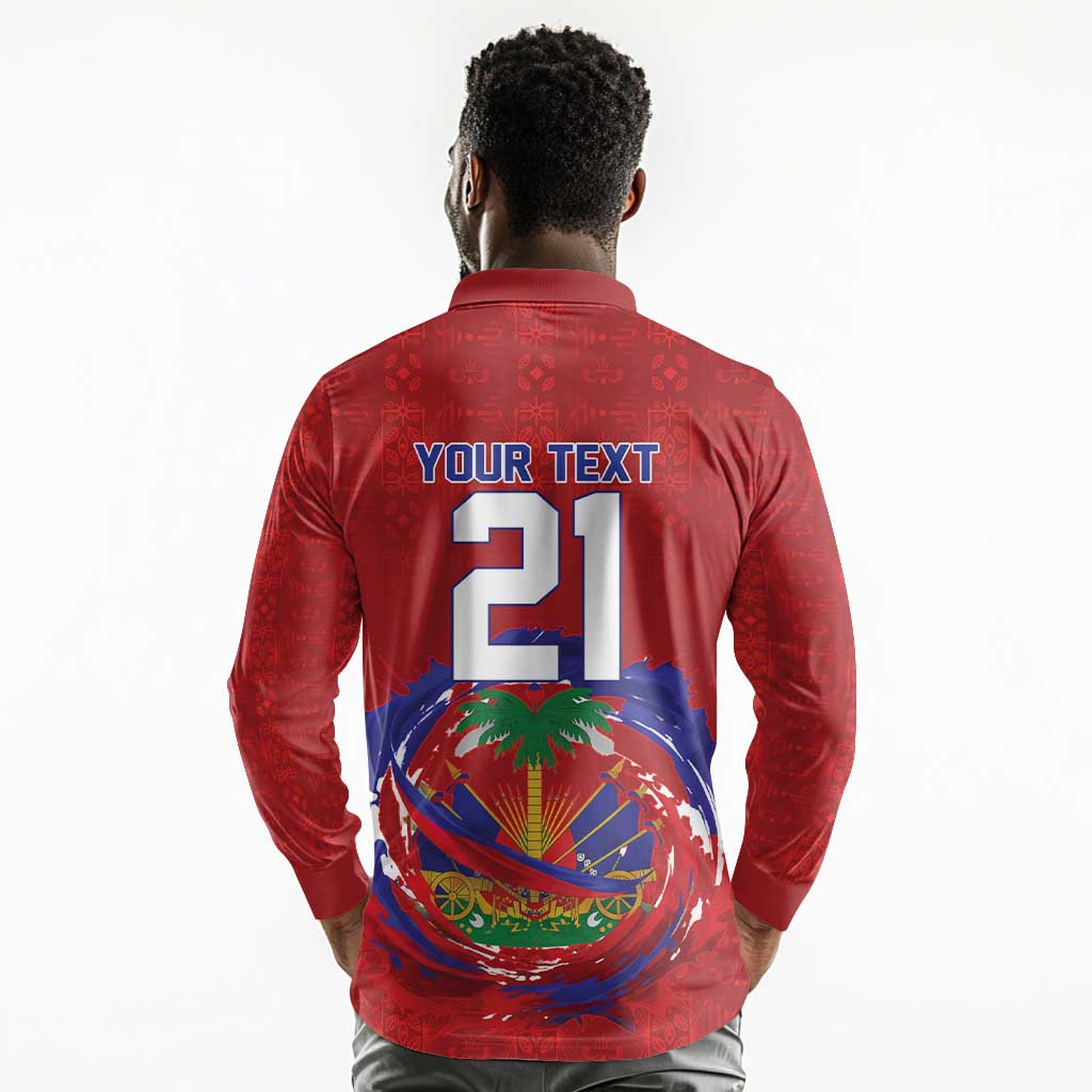 Custom Haiti Grenadye Alaso Long Sleeve Polo Shirt Red Nou Retounen Anko 1974-2026 - Wonder Print Shop