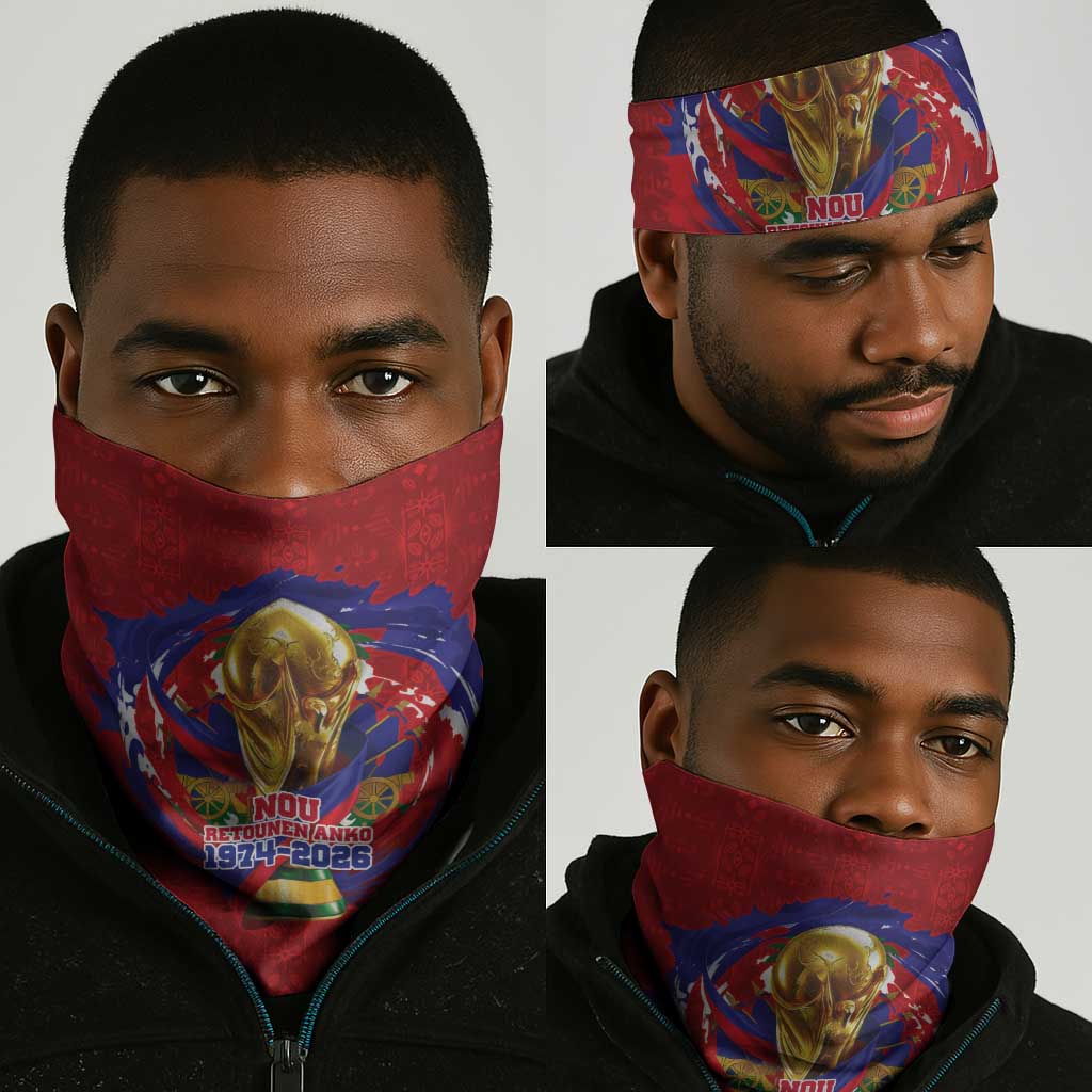 Haiti Grenadye Alaso Neck Gaiter Red Nou Retounen Anko 1974-2026 - Wonder Print Shop