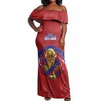 Custom Haiti Grenadye Alaso Off Shoulder Maxi Dress Red Nou Retounen Anko 1974-2026 - Wonder Print Shop