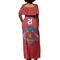 Custom Haiti Grenadye Alaso Off Shoulder Maxi Dress Red Nou Retounen Anko 1974-2026 - Wonder Print Shop