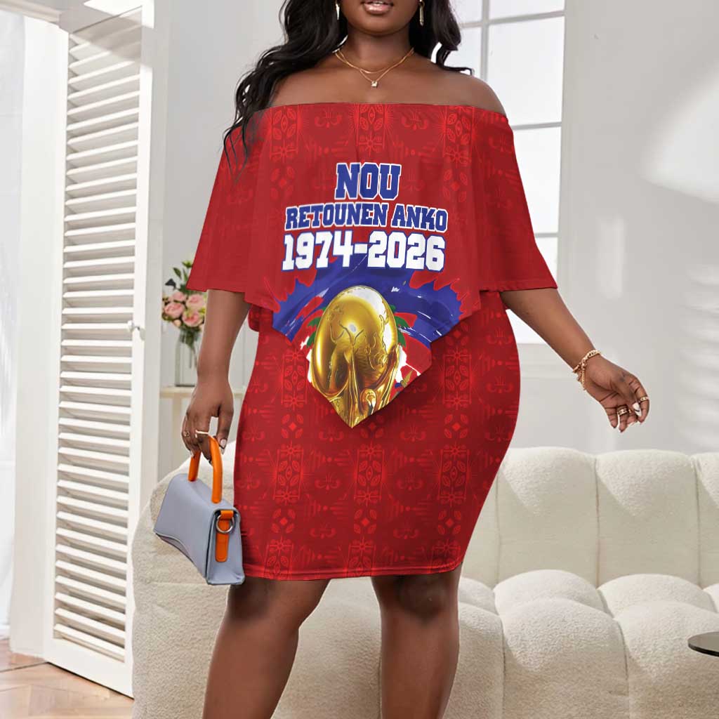 Custom Haiti Grenadye Alaso Off Shoulder Short Dress Red Nou Retounen Anko 1974-2026 - Wonder Print Shop