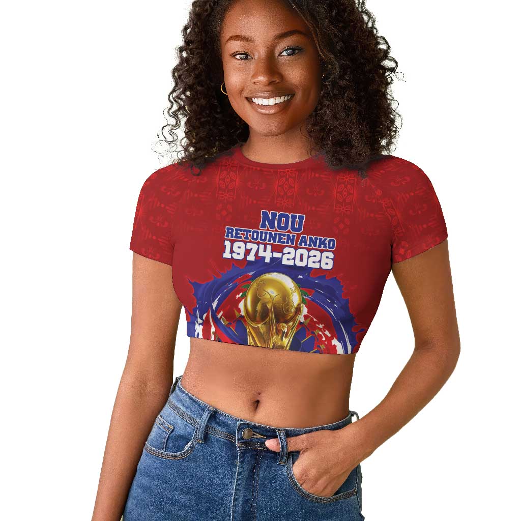 Custom Haiti Grenadye Alaso Raglan Cropped T shirt Red Nou Retounen Anko 1974-2026 - Wonder Print Shop