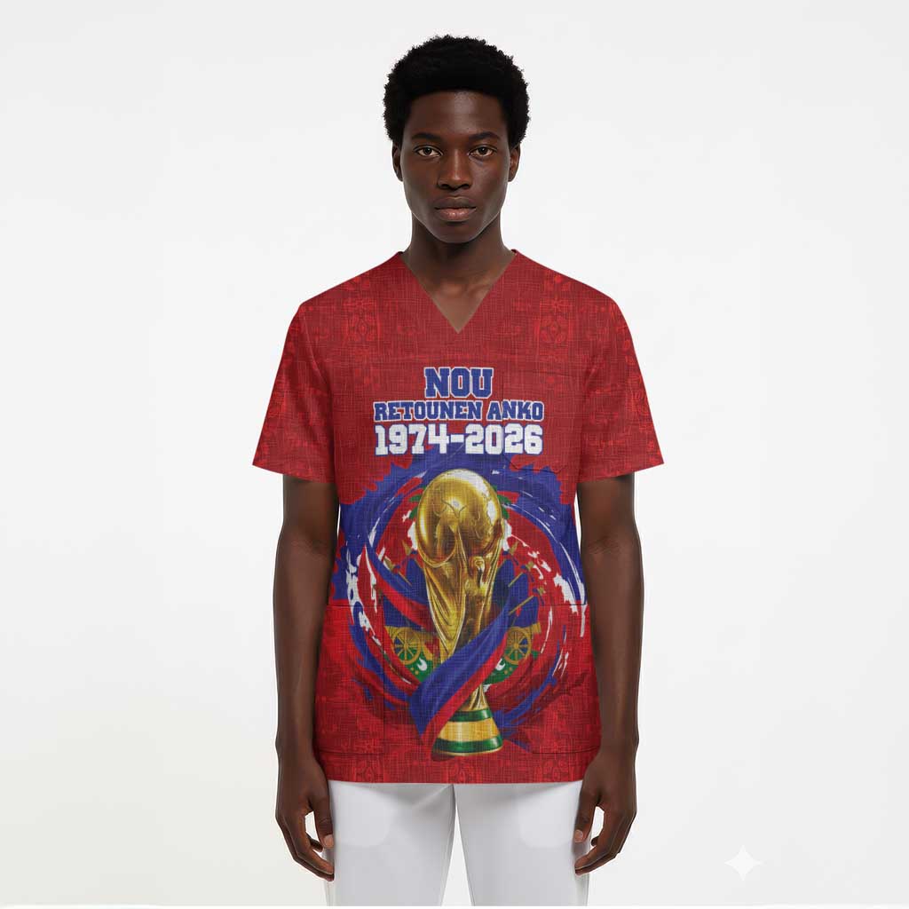 Custom Haiti Grenadye Alaso Scrub Top Red Nou Retounen Anko 1974-2026 - Wonder Print Shop