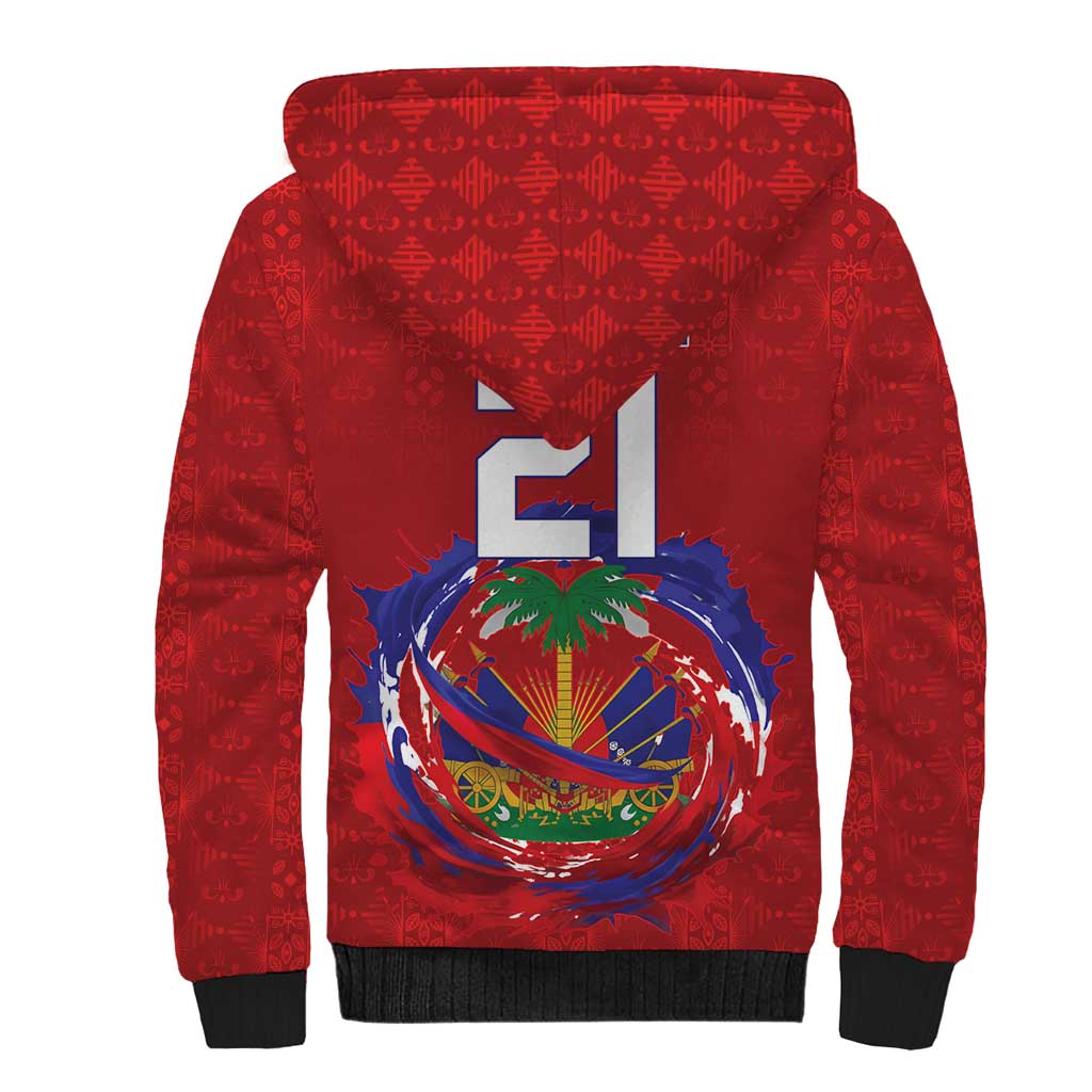 Custom Haiti Grenadye Alaso Sherpa Hoodie Red Nou Retounen Anko 1974-2026 - Wonder Print Shop