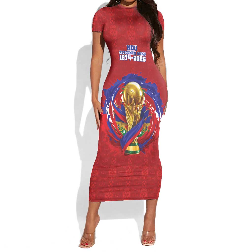 Custom Haiti Grenadye Alaso Short Sleeve Bodycon Dress Red Nou Retounen Anko 1974-2026 - Wonder Print Shop
