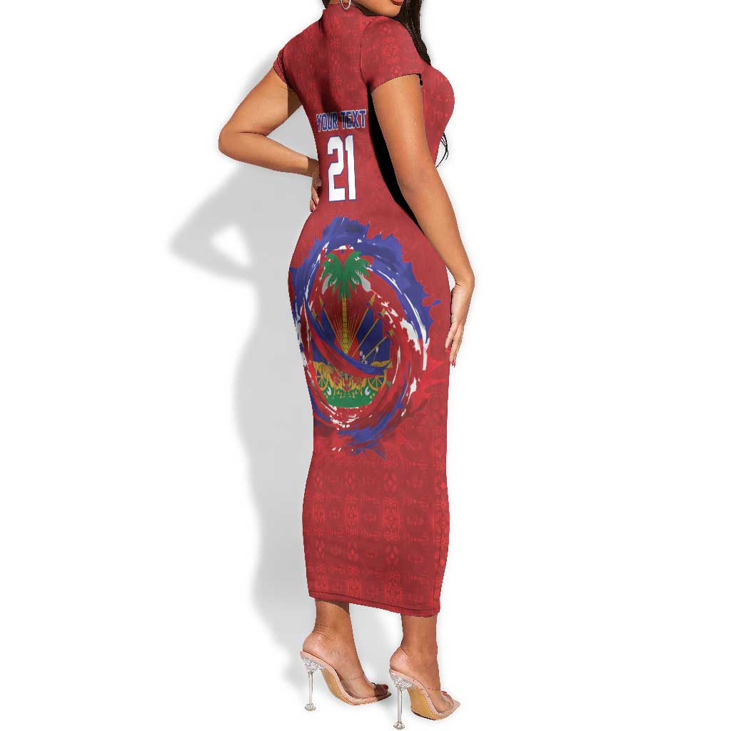 Custom Haiti Grenadye Alaso Short Sleeve Bodycon Dress Red Nou Retounen Anko 1974-2026 - Wonder Print Shop