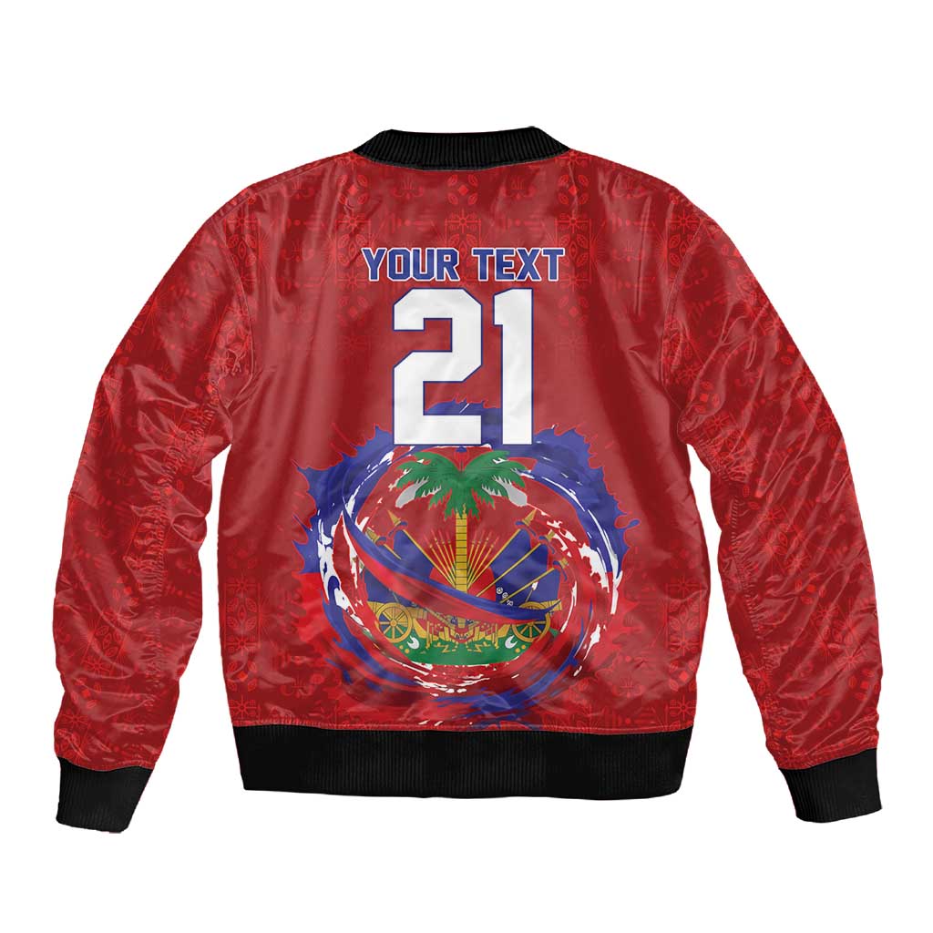 Custom Haiti Grenadye Alaso Sleeve Zip Bomber Jacket Red Nou Retounen Anko 1974-2026 - Wonder Print Shop