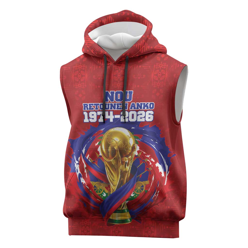 Custom Haiti Grenadye Alaso Sleeveless Hoodie Red Nou Retounen Anko 1974-2026 - Wonder Print Shop