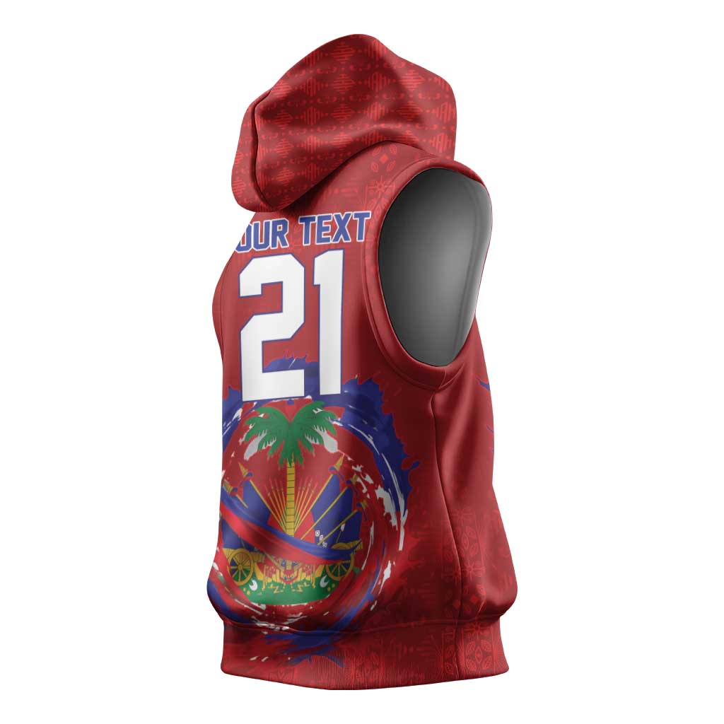 Custom Haiti Grenadye Alaso Sleeveless Hoodie Red Nou Retounen Anko 1974-2026 - Wonder Print Shop