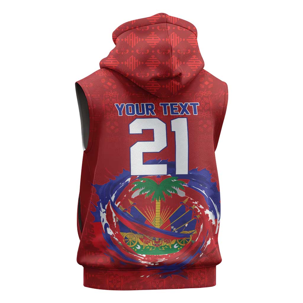 Custom Haiti Grenadye Alaso Sleeveless Zip Hoodie Red Nou Retounen Anko 1974-2026 - Wonder Print Shop