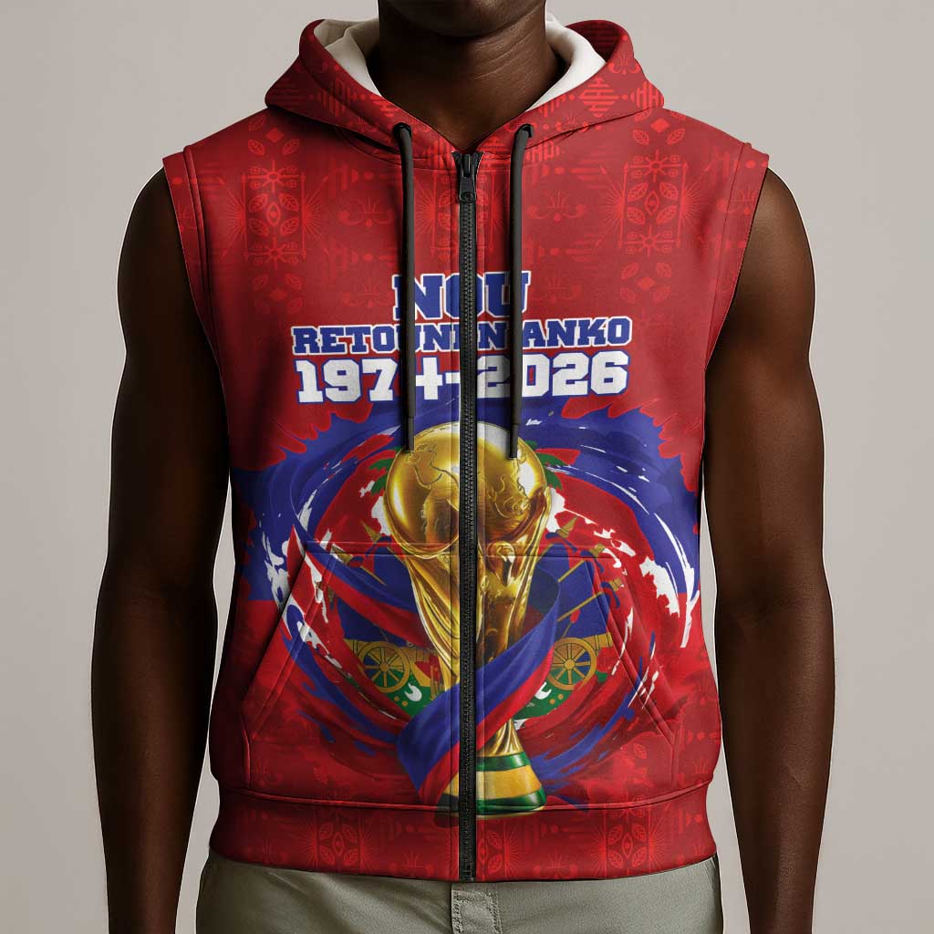 Custom Haiti Grenadye Alaso Sleeveless Zip Hoodie Red Nou Retounen Anko 1974-2026 - Wonder Print Shop