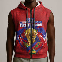 Custom Haiti Grenadye Alaso Sleeveless Zip Hoodie Red Nou Retounen Anko 1974-2026 - Wonder Print Shop