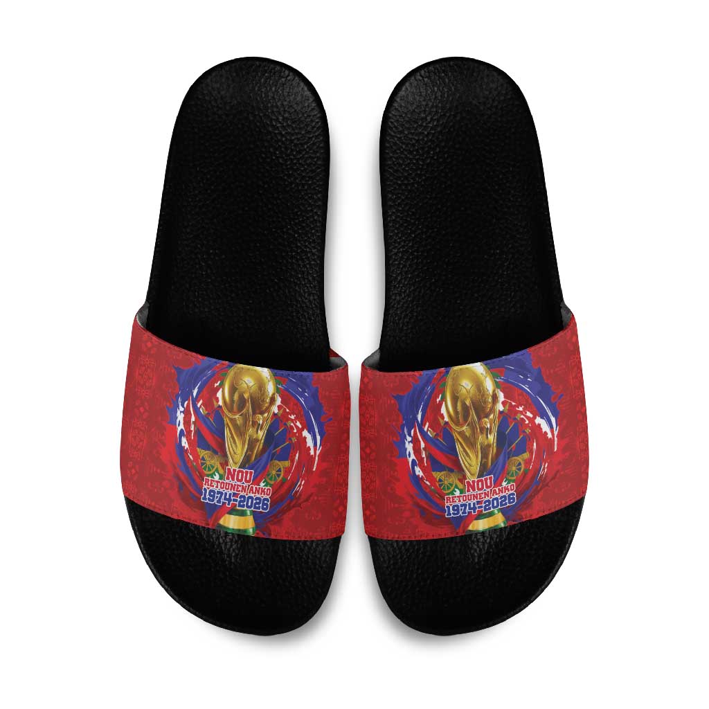 Haiti Grenadye Alaso Slide Sandals Red Nou Retounen Anko 1974-2026 - Wonder Print Shop