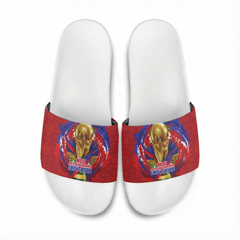 Haiti Grenadye Alaso Slide Sandals Red Nou Retounen Anko 1974-2026 - Wonder Print Shop