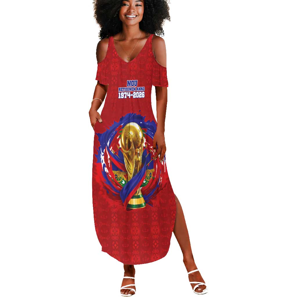 Custom Haiti Grenadye Alaso Summer Maxi Dress Red Nou Retounen Anko 1974-2026 - Wonder Print Shop