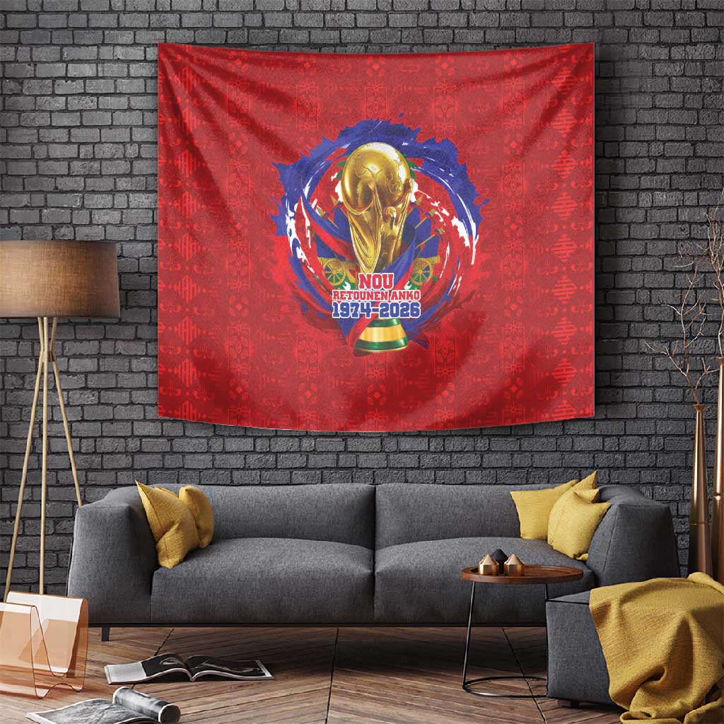 Haiti Grenadye Alaso Tapestry Red Nou Retounen Anko 1974-2026 - Wonder Print Shop