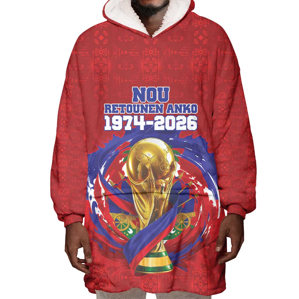 Custom Haiti Grenadye Alaso Wearable Blanket Hoodie Red Nou Retounen Anko 1974-2026 - Wonder Print Shop