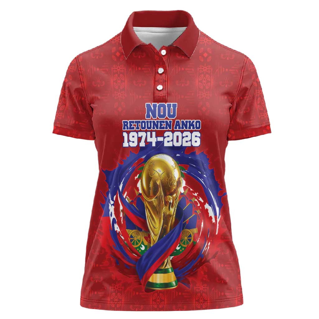 Custom Haiti Grenadye Alaso Women Polo Shirt Red Nou Retounen Anko 1974-2026 - Wonder Print Shop