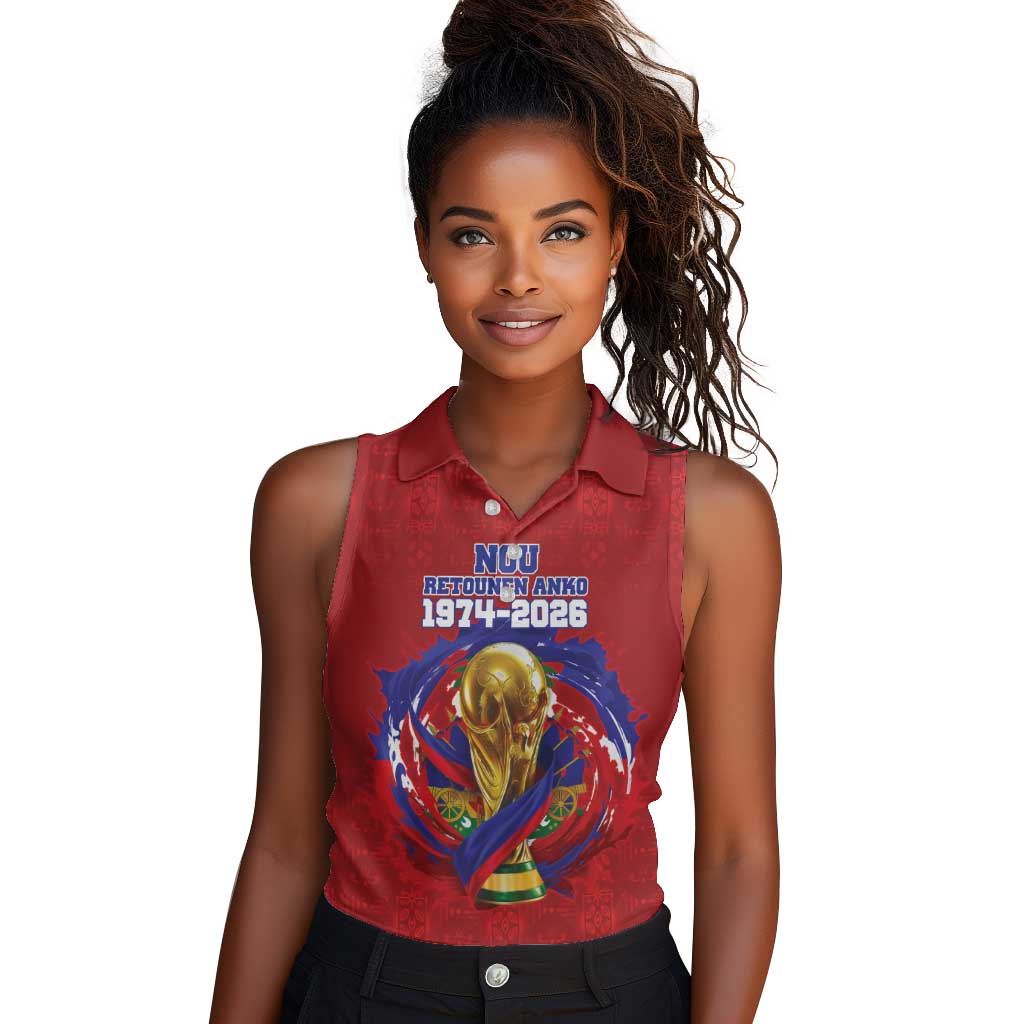 Custom Haiti Grenadye Alaso Women Sleeveless Polo Shirt Red Nou Retounen Anko 1974-2026 - Wonder Print Shop
