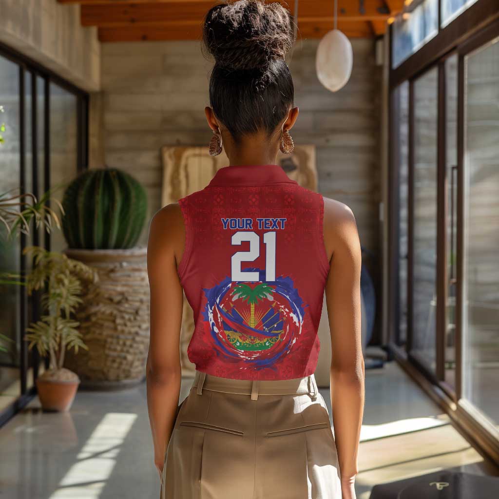Custom Haiti Grenadye Alaso Women Sleeveless Polo Shirt Red Nou Retounen Anko 1974-2026 - Wonder Print Shop