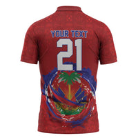 Custom Haiti Grenadye Alaso Zipper Polo Shirt Red Nou Retounen Anko 1974-2026 - Wonder Print Shop