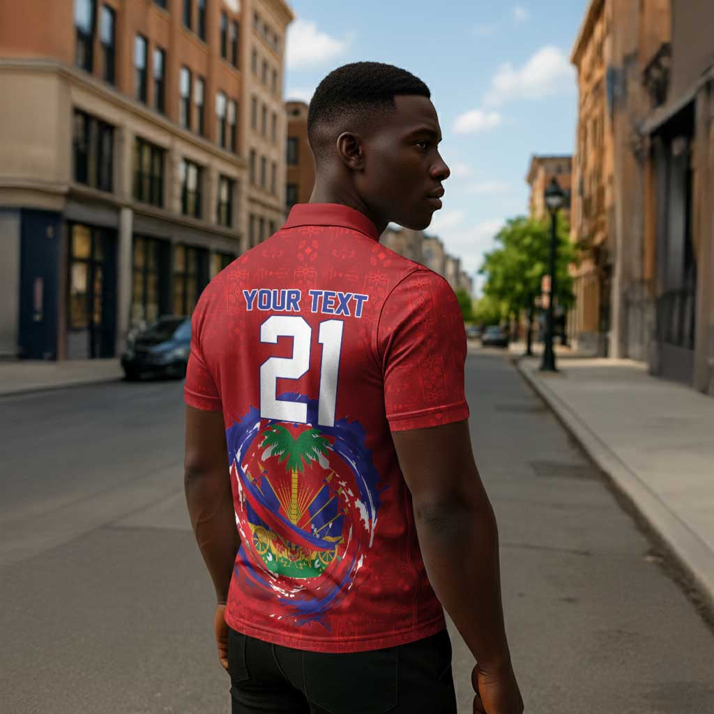 Custom Haiti Grenadye Alaso Zipper Polo Shirt Red Nou Retounen Anko 1974-2026 - Wonder Print Shop