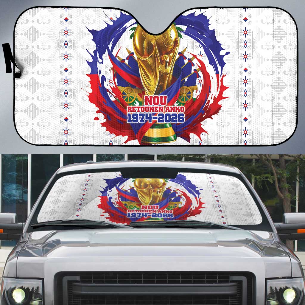 Haiti Grenadye Alaso Auto Sun Shade White Nou Retounen Anko 1974-2026 - Wonder Print Shop