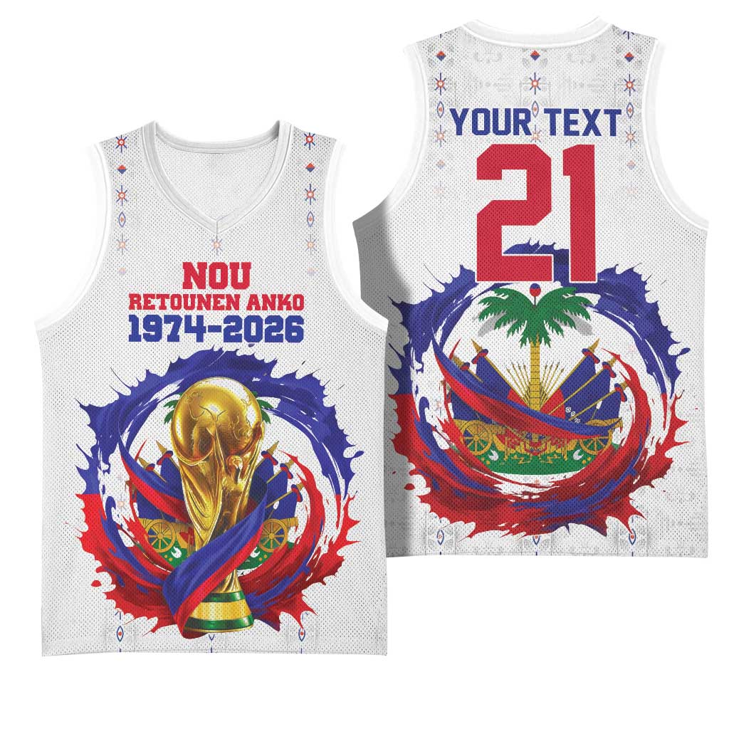 Custom Haiti Grenadye Alaso Basketball Jersey White Nou Retounen Anko 1974-2026 - Wonder Print Shop