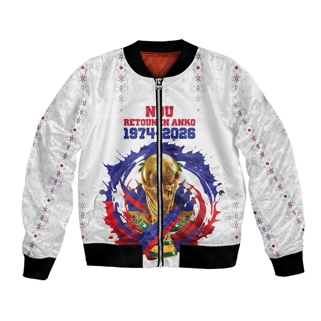 Custom Haiti Grenadye Alaso Bomber Jacket White Nou Retounen Anko 1974-2026 - Wonder Print Shop