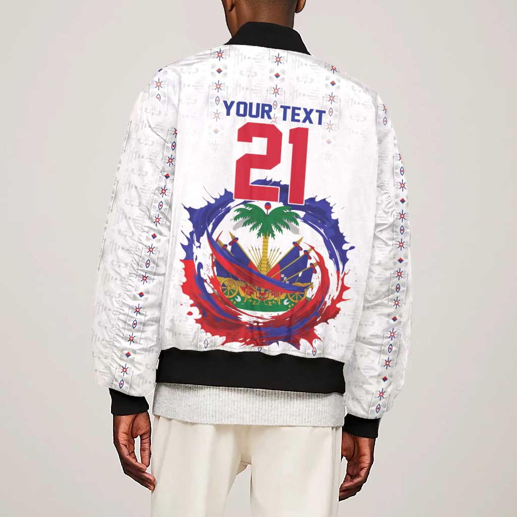 Custom Haiti Grenadye Alaso Bomber Jacket White Nou Retounen Anko 1974-2026 - Wonder Print Shop