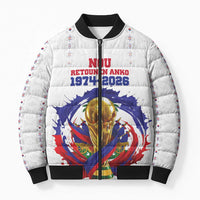 Custom Haiti Grenadye Alaso Bomber Puffer Jacket White Nou Retounen Anko 1974-2026 - Wonder Print Shop