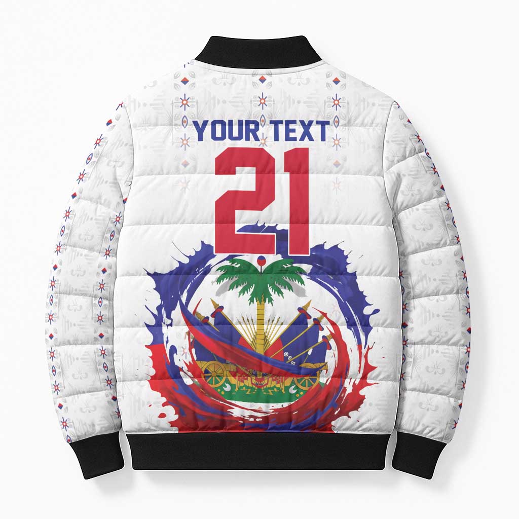 Custom Haiti Grenadye Alaso Bomber Puffer Jacket White Nou Retounen Anko 1974-2026 - Wonder Print Shop