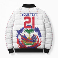 Custom Haiti Grenadye Alaso Bomber Puffer Jacket White Nou Retounen Anko 1974-2026 - Wonder Print Shop