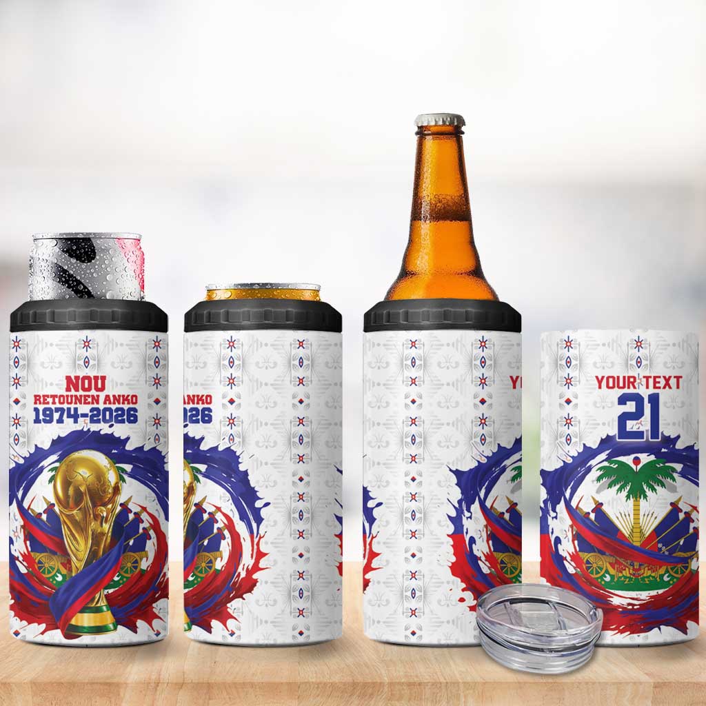 Custom Haiti Grenadye Alaso 4 in 1 Can Cooler Tumbler White Nou Retounen Anko 1974-2026 - Wonder Print Shop