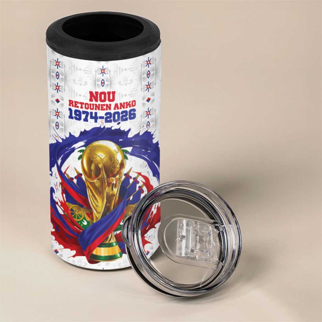 Custom Haiti Grenadye Alaso 4 in 1 Can Cooler Tumbler White Nou Retounen Anko 1974-2026 - Wonder Print Shop