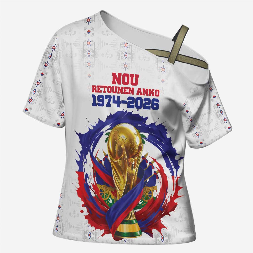 Custom Haiti Grenadye Alaso Cross Shoulder Shirt White Nou Retounen Anko 1974-2026 - Wonder Print Shop