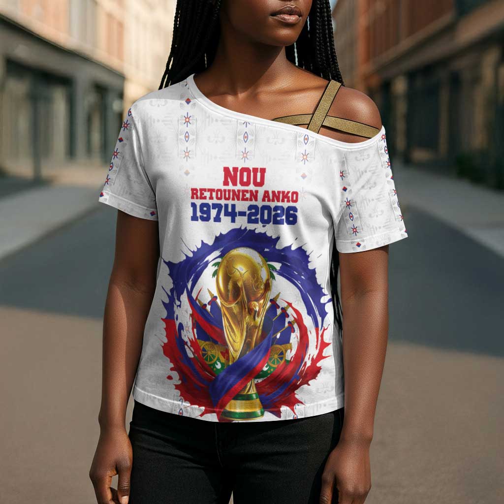 Custom Haiti Grenadye Alaso Cross Shoulder Shirt White Nou Retounen Anko 1974-2026 - Wonder Print Shop