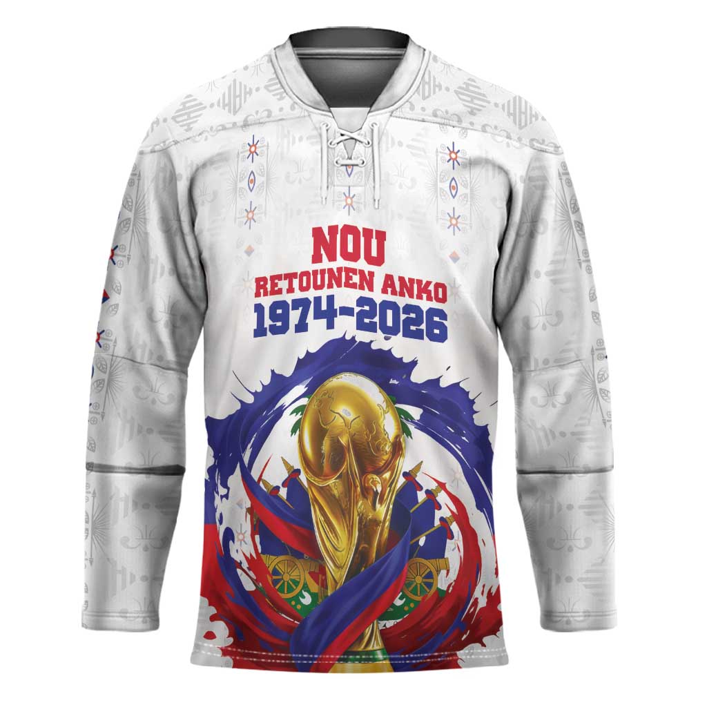 Custom Haiti Grenadye Alaso Hockey Jersey White Nou Retounen Anko 1974-2026 - Wonder Print Shop