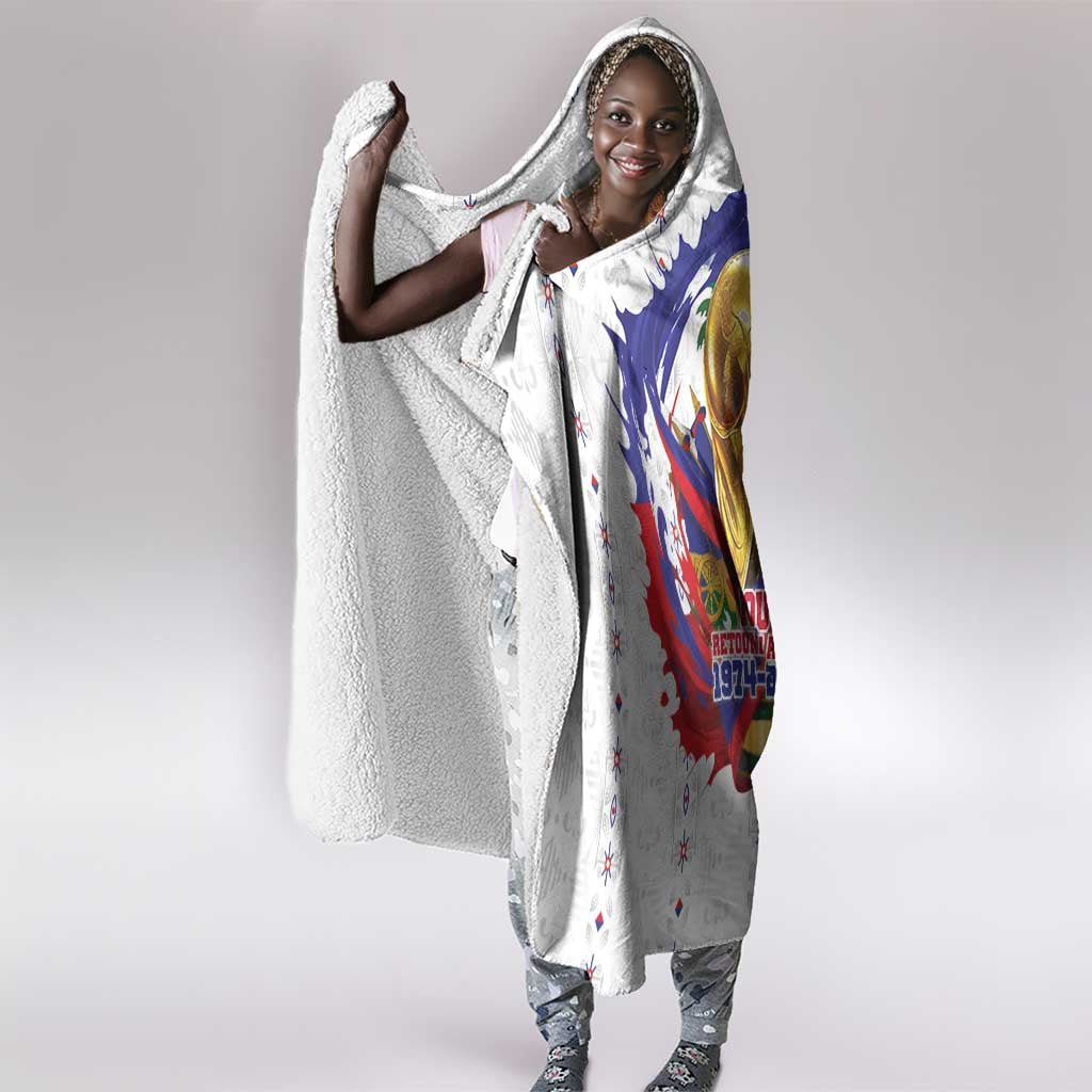 Haiti Grenadye Alaso Hooded Blanket White Nou Retounen Anko 1974-2026 - Wonder Print Shop