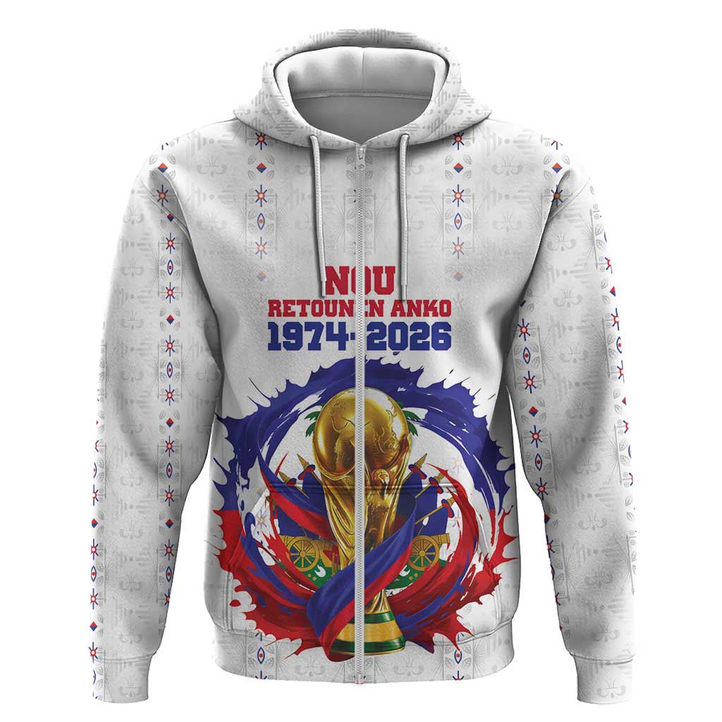 Custom Haiti Grenadye Alaso Hoodie White Nou Retounen Anko 1974-2026 - Wonder Print Shop